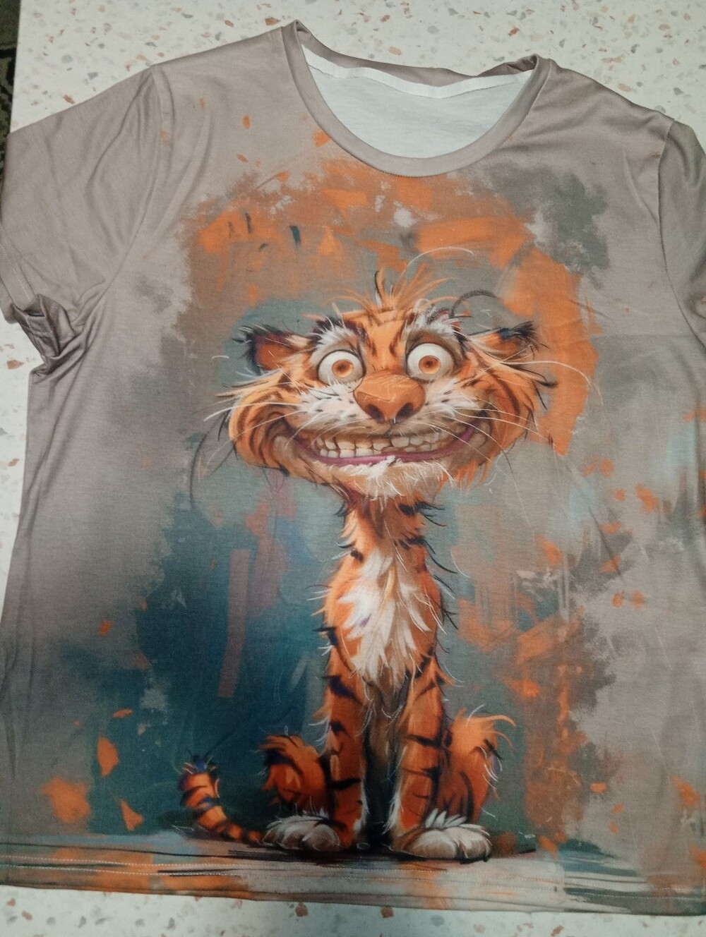 Women's Graphic Tee with Orange Tiger Illustration - Cute Cartoon Cat Shirt